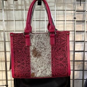 Montana West Pink and Brown Floral Leather Purse with Conceal & Carry